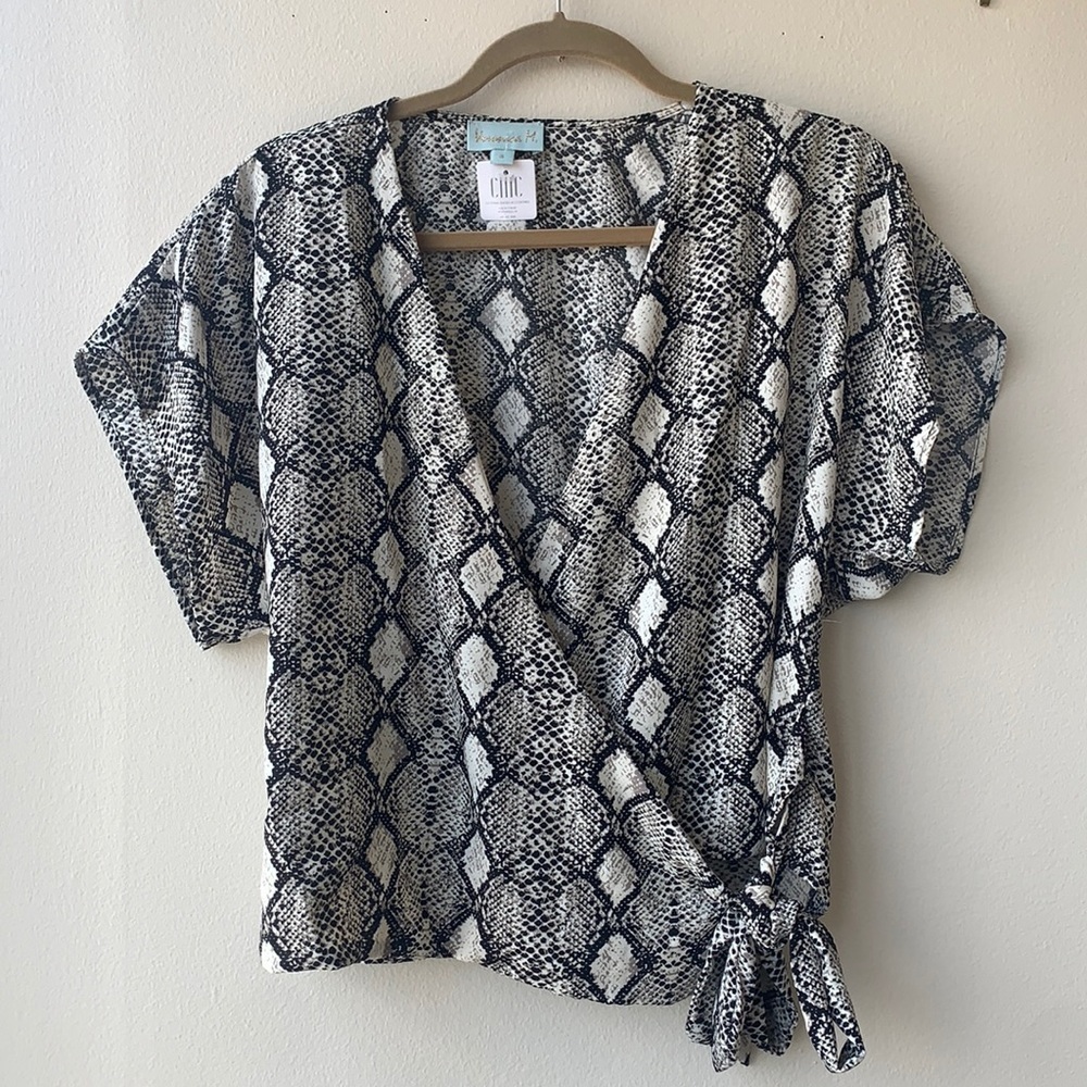 Veronica M snakeskin print wrap shirt